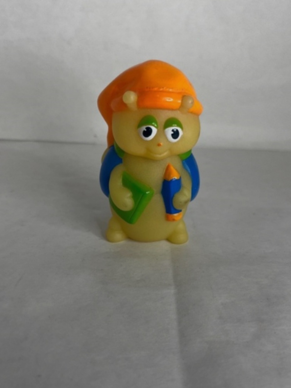 Vintage 1986 Playskool Glow Worm Glo Friend Bookbug Finger Puppet Toy IT GLOWS